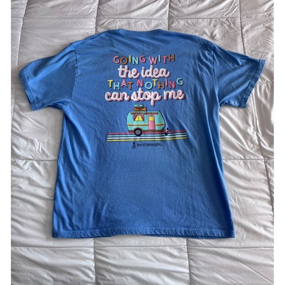 Love & Pineapple Short Sleeve T-shirt X-Large Blue Camper Travel Road Trip - Picture 7 of 9
